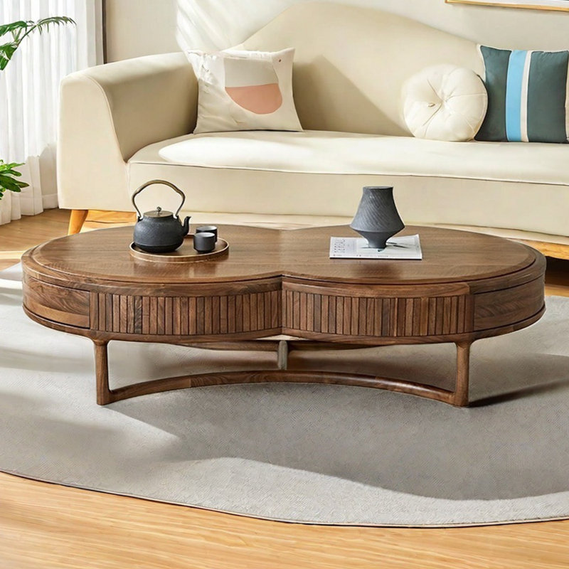 Walnut Coffee Table Elegant Design, 15.35" H x 62.99" L x 31.49" W