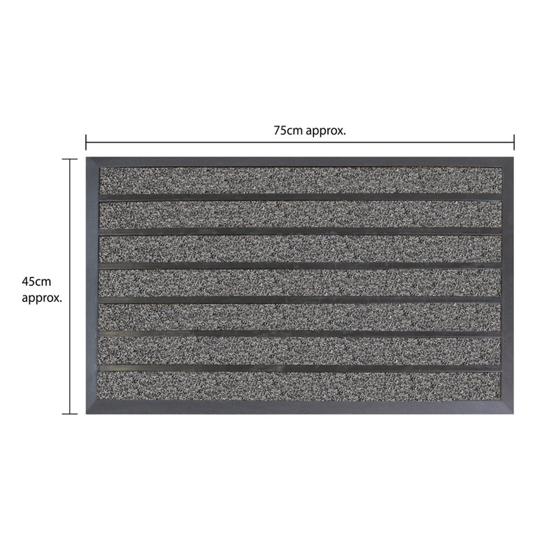 Dirt Stopper Pro Door Mat Striped Outdoor Doormat, Grey