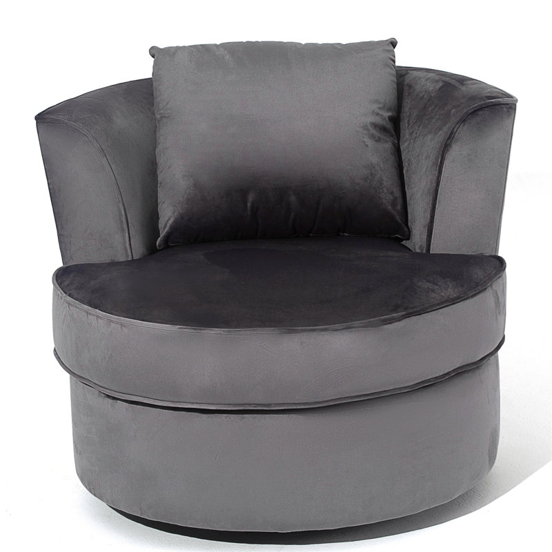 32" Wide Swivel Barrel Chair Modern Accent Chair Living Room Sofa Chair Single Sofa, Polyester Blend Gray
