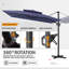 116' X 116' Square Double Top Patio Cantilever Umbrella, Wheel Weighted Base Included-1793490748
