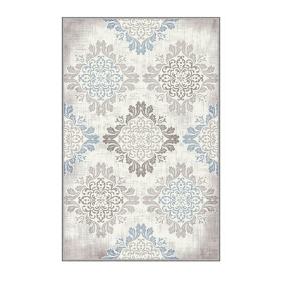 Tapis d'entrée de qualité supérieure, 2,6 x 6,6 pieds, 100% polyester, hauteur de velours de 0,3 po | Antibactérien, antidérapant, dessous lavable à la machine | Impression 3D numérique, durable et élégante pour les entrées, les salons et plus encore