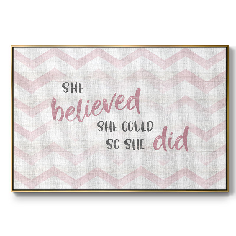 «Believed She pourrait encadrée sur toile», art textuel, H 17 po x l 25 po x P 2 po, Or