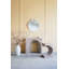 Console sculptée arquée 32,3 x 14,2 x 29,9 po avec finition en faux travertin beige