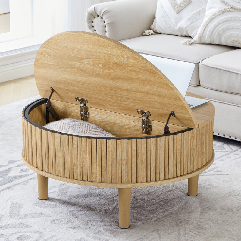 Table basse ronde à plateau relevable, Jaune
