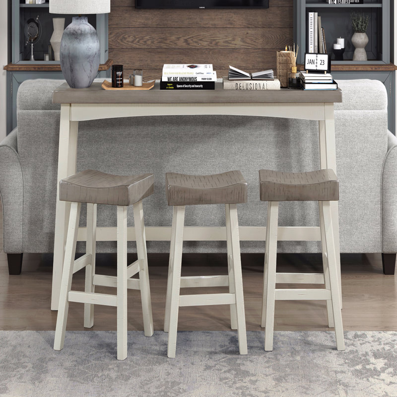 Ensemble de 4 tabourets de salle à manger à hauteur de comptoir, table et comptoir Transition, Gris, Blanc, Blanc