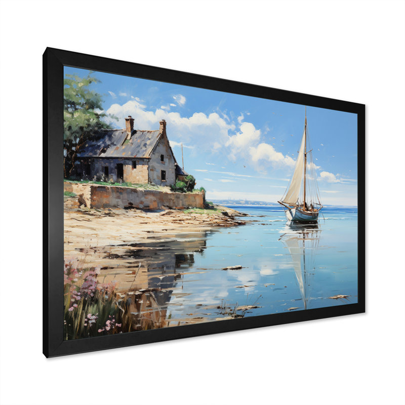 The Normandy Coast By Eugene I - Nautical & Beach Canvas Art Print, H 30 po x l 40 po x P 1,5 po, Cadre photo noir