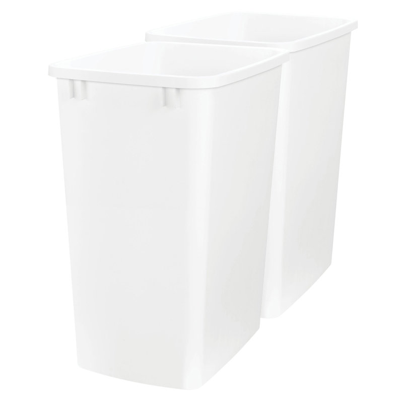White Plastic 35 Quart Pull-Out Trash Bin Set