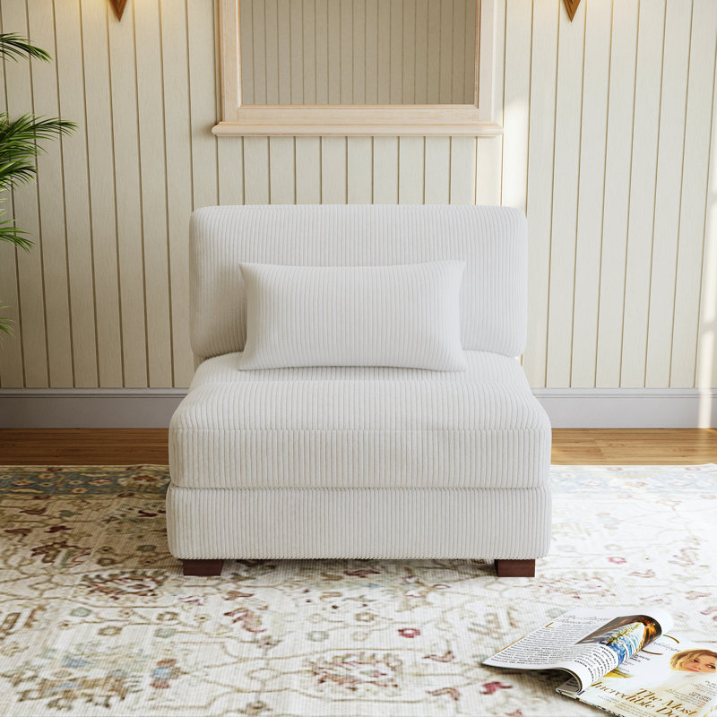 Maelina 96.5Cm Wide Armless, Beige Corduroy