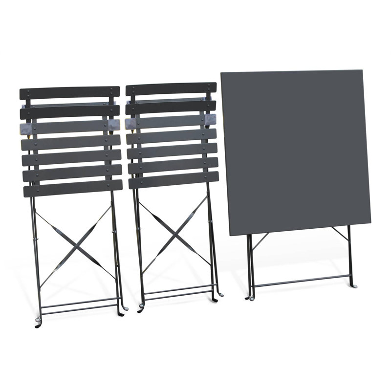 Westcliff Folding Thermo- Lacquered Steel Bistro Table, Black