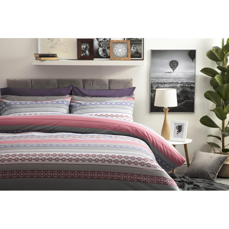 Geometric Shapes Duvet Cover Set with Pillowcases Included, Double Duvet Cover + 2 Standard Pillowcases, Red