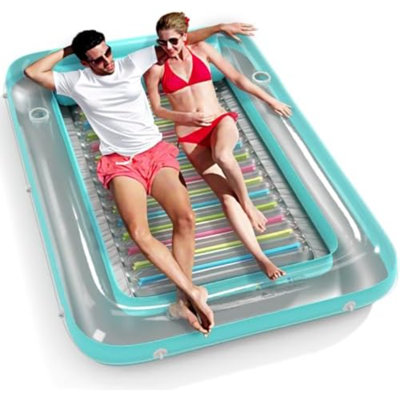 Inflatable Tanning Pool Lounger Float -  4 In 1 Sun Tan Tub Sunbathing Pool Lounge Raft Floatie Toys Water Filled Tanning Bed Mat Pad For Adult Blow U