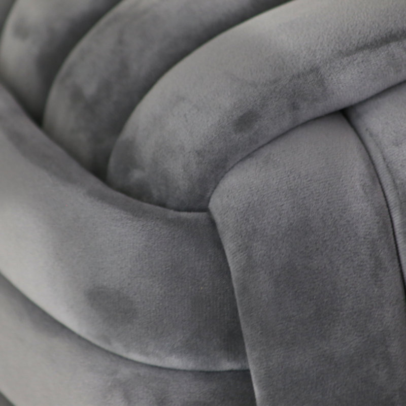 19" Machar Velvet Knot Stool, Gray