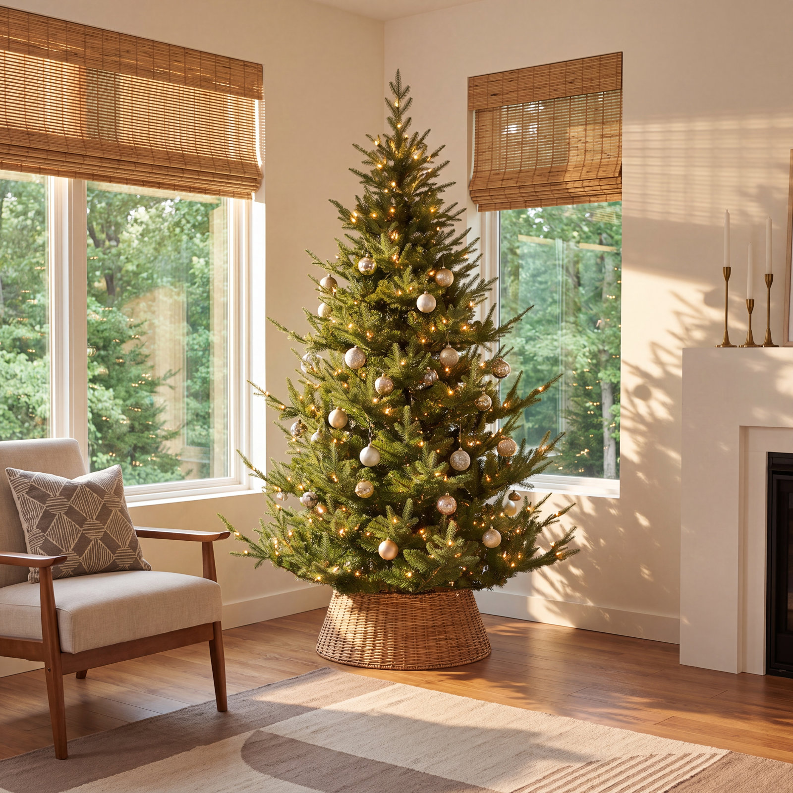 Flocked Pre-Lit Spuce Christmas Tree, 7' 6" H
