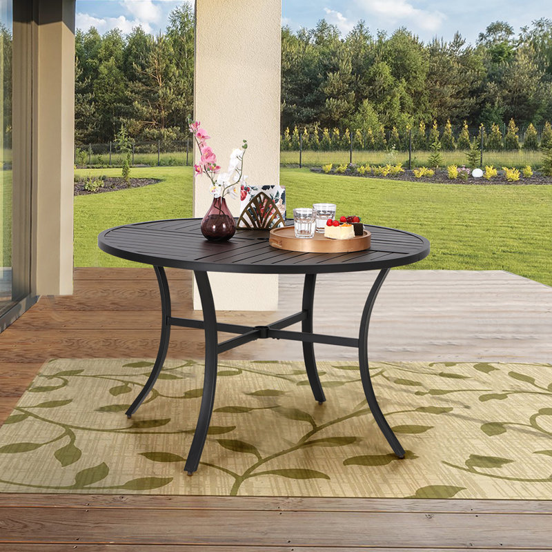 Leonard Round Metal Outdoor Dining Table, 42"