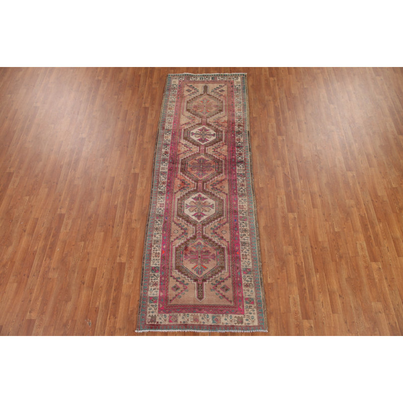 Distressed Wool   Runner Rug 4x10
