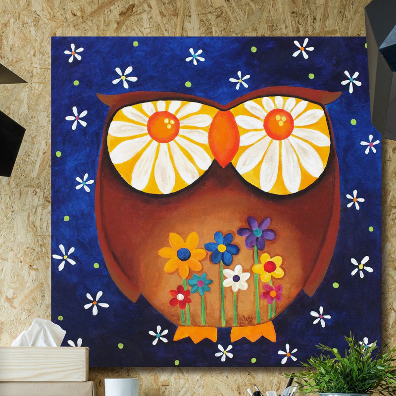 'Daisy Eyed Owl' Print on Wrapped Canvas, 32" H x 32" W
