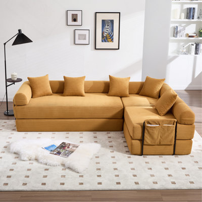 Canapé-lit convertible avec cadre fixe et accoudoirs rembourrés, matelas pliant en velours côtelé Cloud avec mousse à mémoire de forme, idéal pour le salon, la chambre d'étudiant, la chambre d'amis, le bureau ou l'appartement.