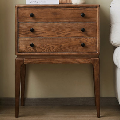 Modern Nut-Brown Solid Wood Accent Cabinet
