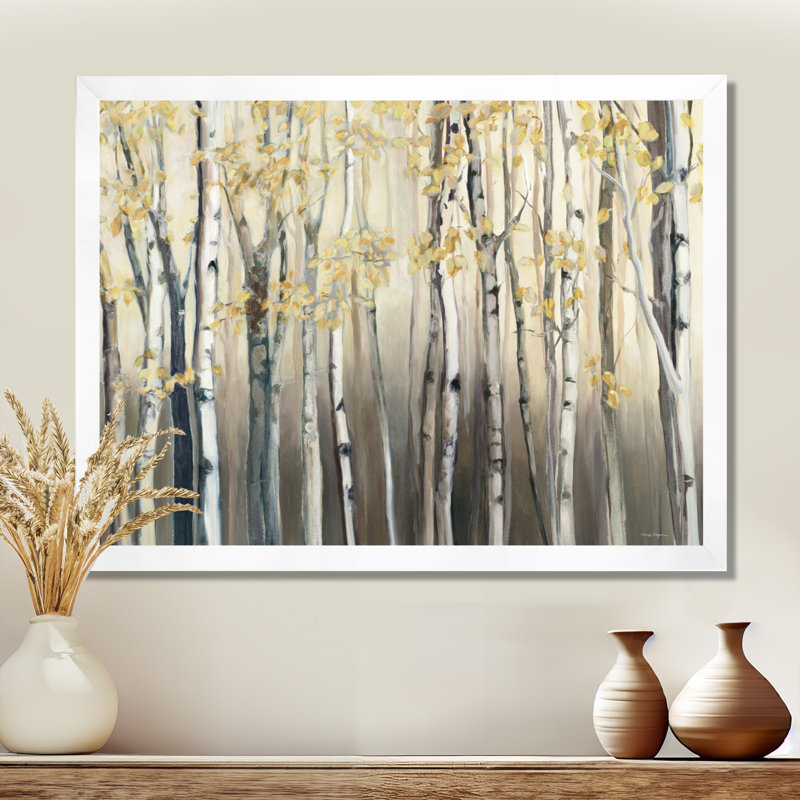 Forêt de bouleaux, art mural, impression de paysage de forêt dorée - Forêt de bouleaux dorés I, H 34 po x l 44 po