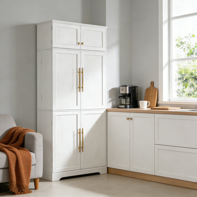Grand garde-manger de style campagnard 78,2 po avec 4 tablettes réglables