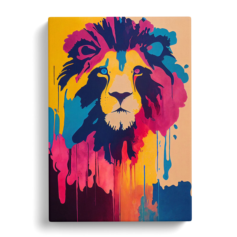 Lion Dripped Abstract - Wrapped Canvas, 76cm H x 50cm W x 3cm D