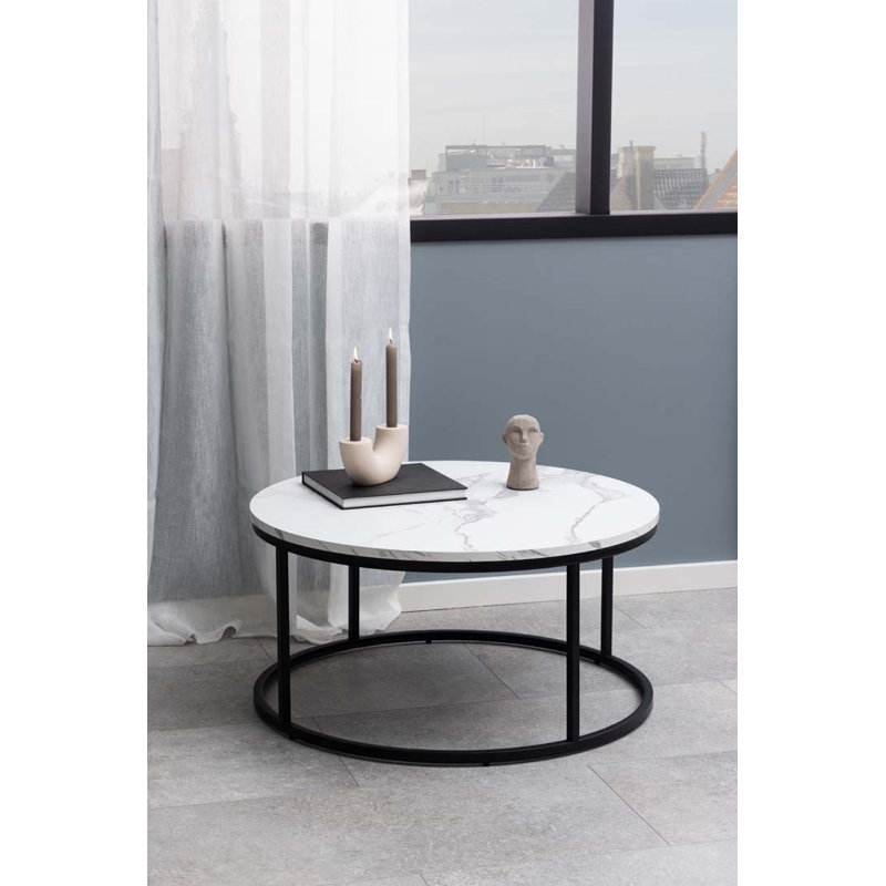 Luitgard Frame Coffee Table with Storage, White marble