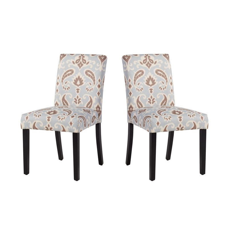 Chaise rembourrée Marie-Anne, Bleu / motif cachemire brun