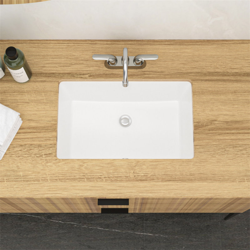 Lavabo de salle de bain rectangulaire encastré en céramique blanche 21 "x 13" avec trop-plein