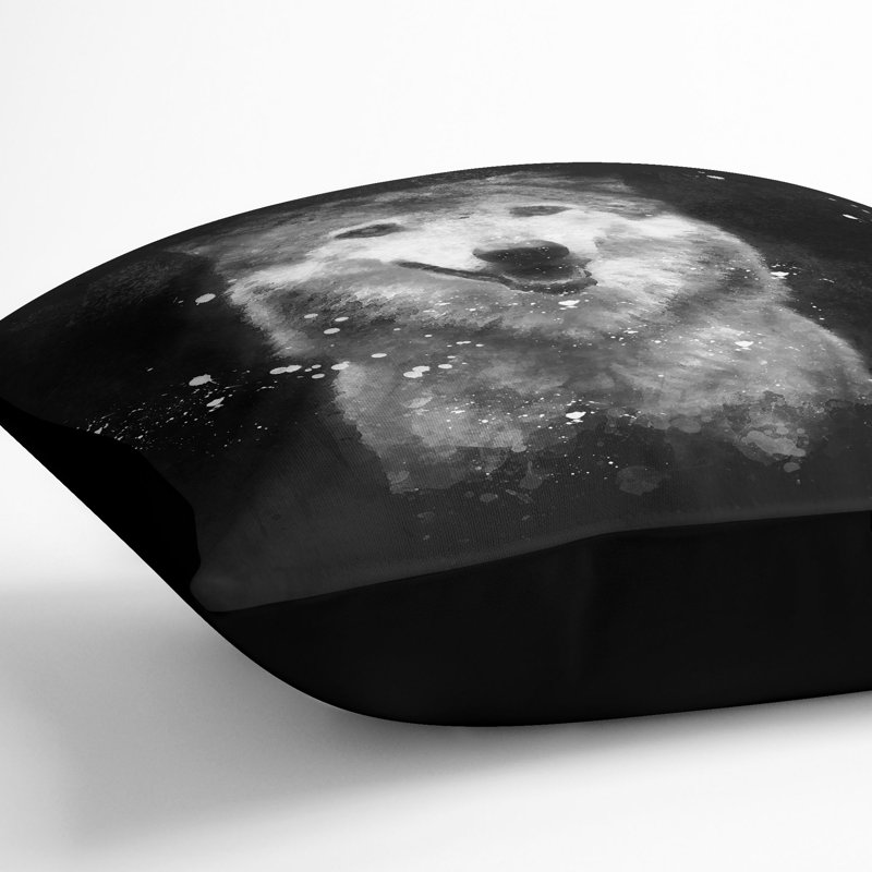 Wolf Portrait Cushion with Filling, Black, 40cm H x 40cm W x 15cm D