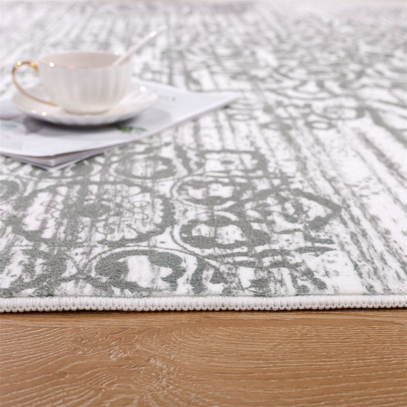Light Gray 9' x 12' Tufted Oriental Cotton Area Rug