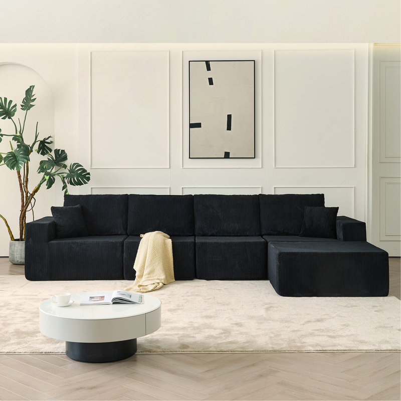 Canapé modulaire 139,3 po, Noir