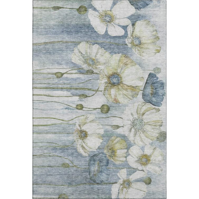 Premium Machine Washable Prisco Blue Rug