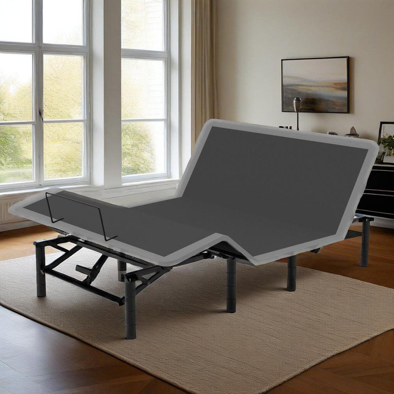 Adjustable Bed Frame with Massage,Wireless Remote,USB Port & Height-Adjustable Legs, Queen