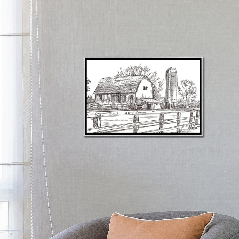 « Farm animal Study II » par Ethan Harper, reproduction d’art, H 18 po x l 26 po x P 1,5 po, Toile avec cadre argenté
