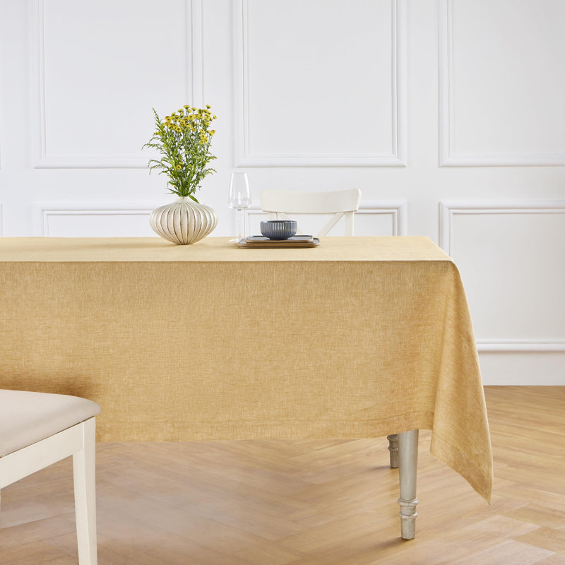 100% Pure Linen Tablecloth - Athena, 90" x 60", Golden Nugget