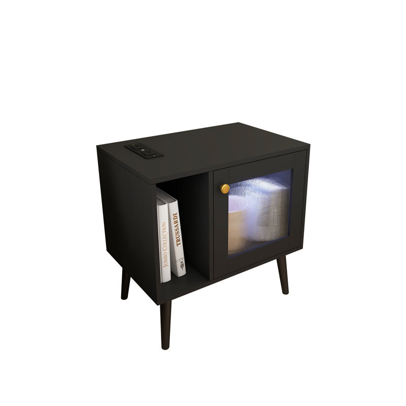 Modern LED End Table With Charging Station