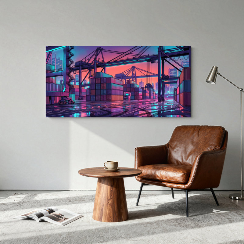 Ensemble de 1 tableau sur toile Neon Port, 40“W x 20”H, Toile tendue