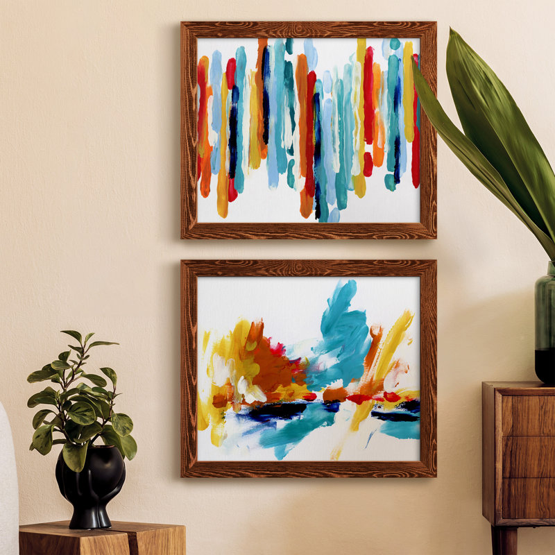 Captive Color I - ensemble de 2 peintures sur toile encadrées, Cadre en érable, H 20 po x l 34 po x P 1,5 po