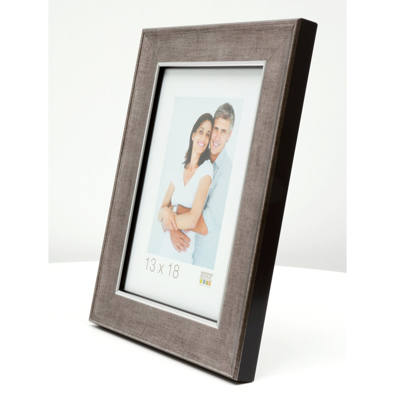 Austwell Wood Bevelled Picture Frame, 65cm H x 45cm W x 1.6cm D, Silver