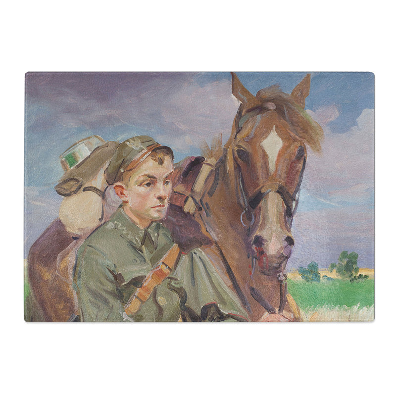 A Soldier with a Horse by Wojciech Kossak Chopping Board, 0.4cm H x 20cm W x 29cm L