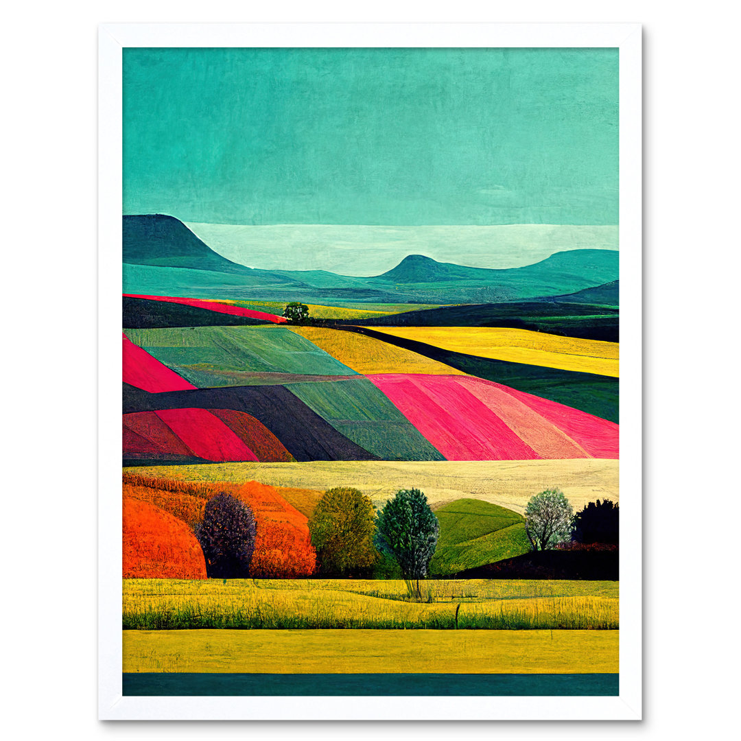Colourful Bright Countryside Fields Landscape - Print