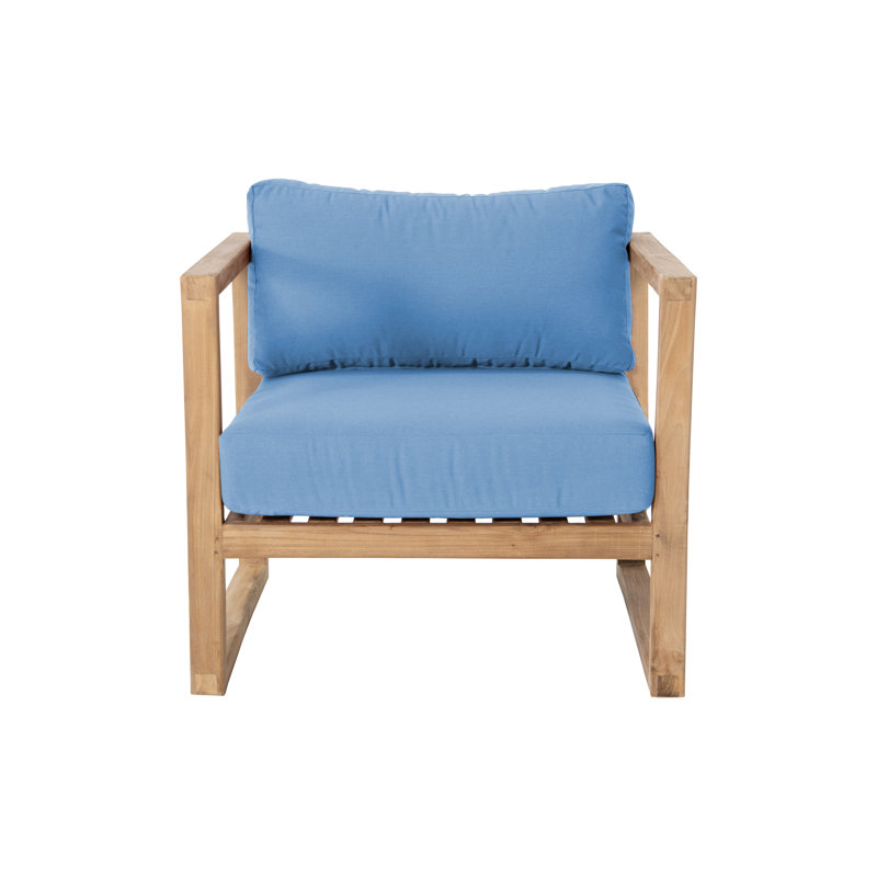 Outdoor 8 - Piece Teak Conversation Set, Sky Blue