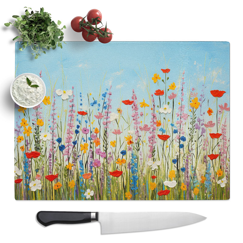 Wildflowers Minimalism No.4  Glass Chopping Board
