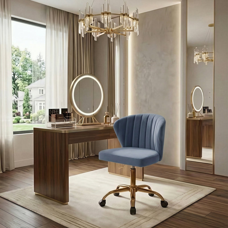 Adelynn Ergonomic Task Chair with Tufted Back, Slate Blue