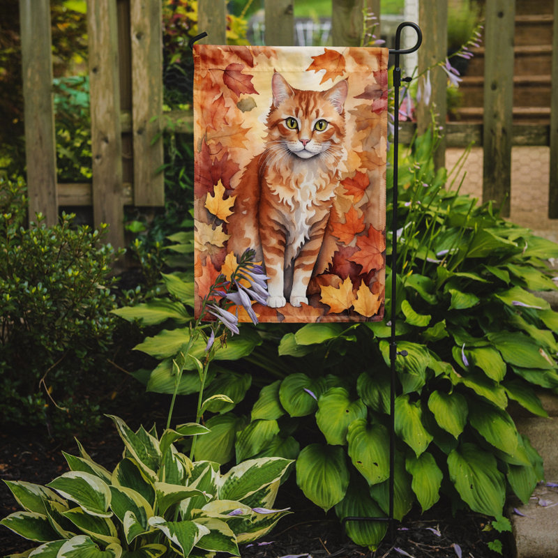 Chat en feuilles d'automne drapeau de jardin, La Perm
