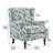 Duward Boho Blue Floral Upholstered Wingback Accent Chair with Nailhead Trim-1037287577