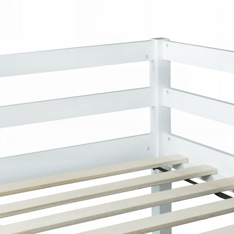 Lit mezzanine robuste de faible hauteur avec rangement spacieux et design contemporain, parfait pour maximiser l'espace de la chambre à coucher