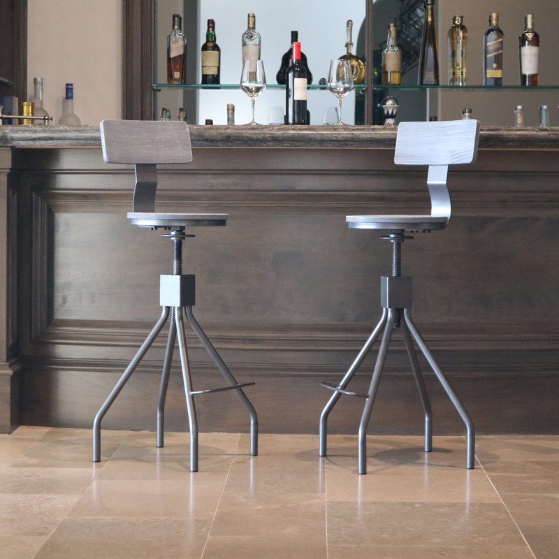 Amarae Swivel Adjustable Height Counter Stool with Metal Frame