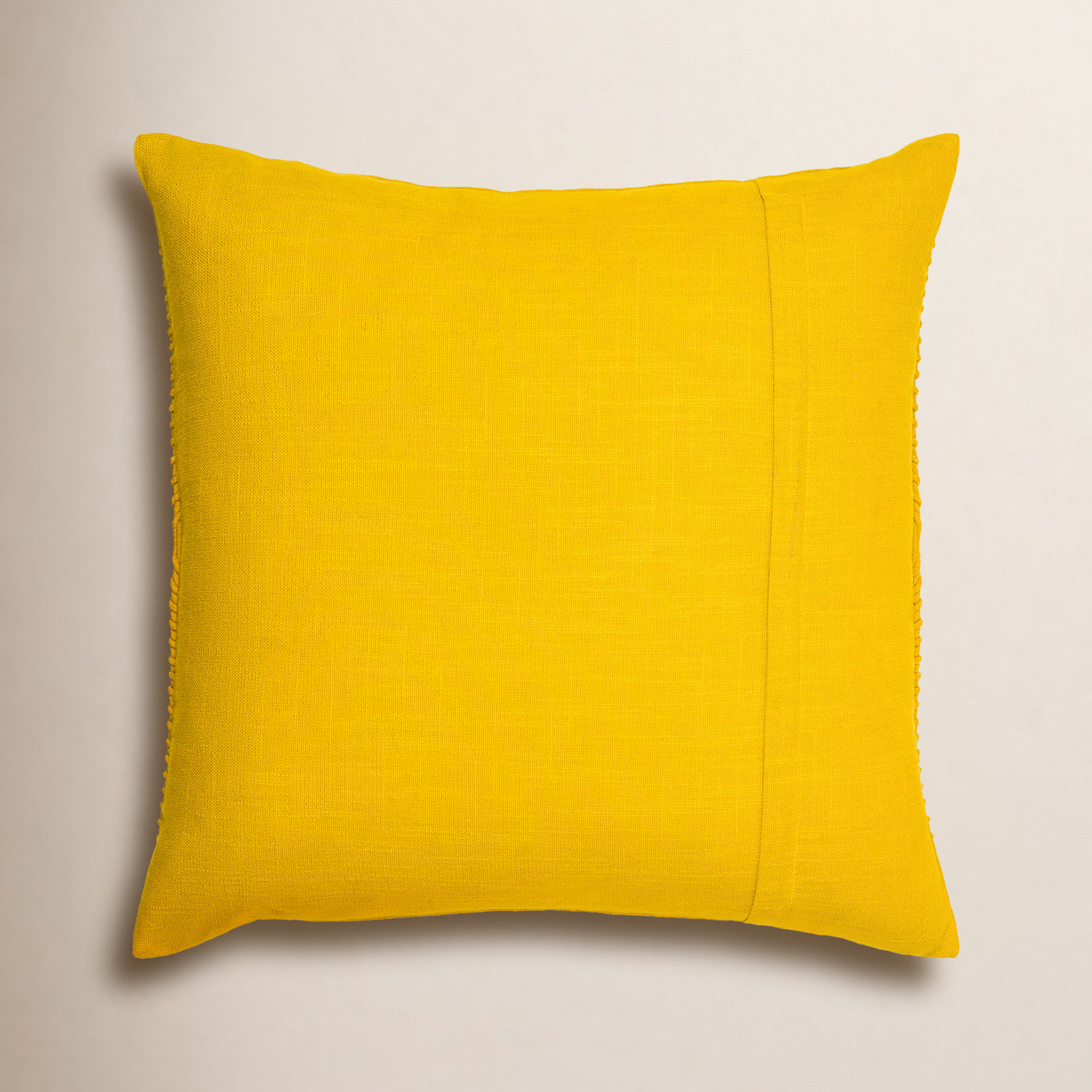 Rida Embroidered Cotton Throw Pillow, Polyester/Polyfill, 22" x 22", Yellow