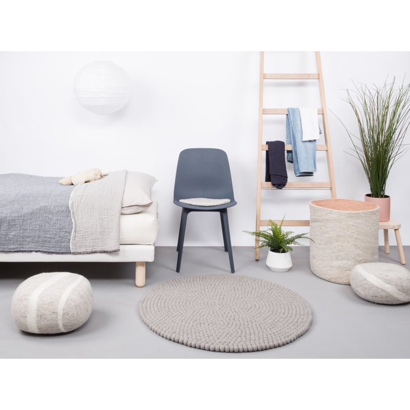 Round Solid Colour Wool Hand Woven Area Rug, Round 50cm